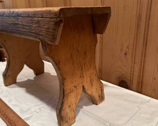 B39 - $45. Small Antique Primitive Stool. Measures 14.5" long x 7" wide x 11" tall.