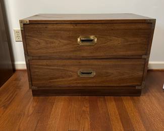 2 Drawer Cabinet. Both drawers slide easily. Measures 30" wide x 18" deep x 27" tall.