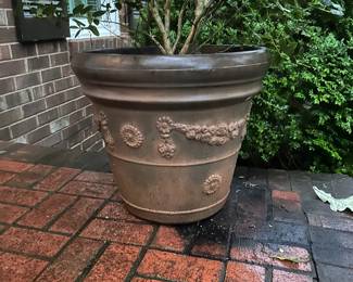 B143 - $250. PAIR of LARGE Vintage Terra Cotta Planters (includes small bushes planted in them) No cracks or issues noted.