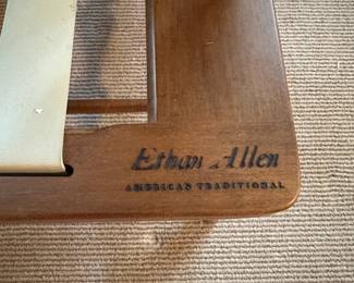 B19 - $65. Ethan Allen Upholstered Chair. Measure 25.5" wide x 30" tall. Floor to Seat is 16". Seat cushion comes off - back cushion is fixed.