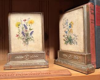 B96 - $30 PAIR of floral bookends.