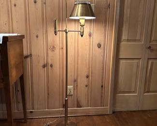 B43 - $65. Brass Floor Lamp with Brass Shade. Measures 56" tall.