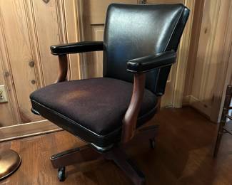 B57 - $50. Vintage Rolling Office Chair. Leather is in great condition - seat has a little discoloration.