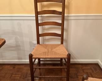 B152 - $400. 6 Ladder Back Chairs with Rush Seats. All Sturdy and in very good condition!