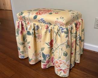 B15 - $30. Custom Upholstered Stool - (Matches Twin Bedding). Measures 20" x15" top x 19" tall.