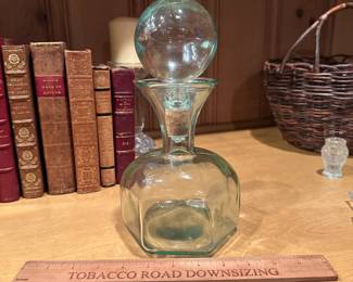 B99 - $20. Green Glass Decanter.