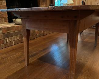 B50 - $350. Antique Primitive Coffee Table (legs were cut to make it a coffee table - probably was a dining table originally) Measures 53" long x 32" wide x 23" tall. Great for your farmhouse decor!