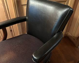 B57 - $50. Vintage Rolling Office Chair. Leather is in great condition - seat has a little discoloration.