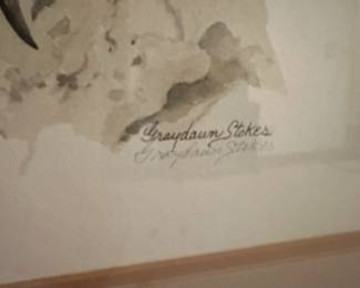 B18 - $75. Signed and numbered print of an Owl by Graydawn Stokes. Measures 23" x 28".