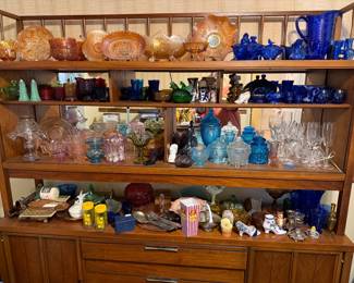 Carnival glass in several colors