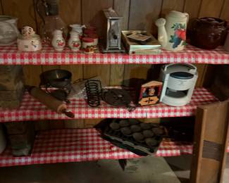 Various kitchen collectibles including molds