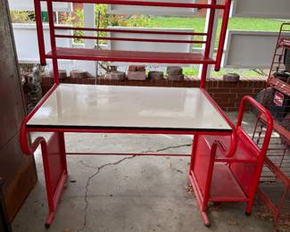 Red and White Enamel Desk