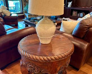 Wood Carved End Table