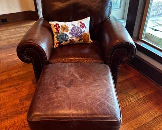 Leather Chair and Ottoman