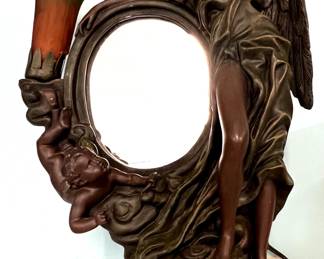Art Nouveau cherub lamp mirror
