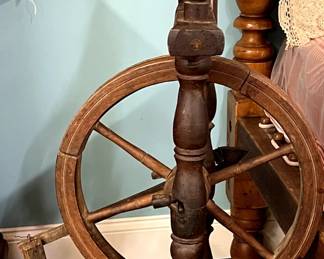 Vintage upright spinning wheel