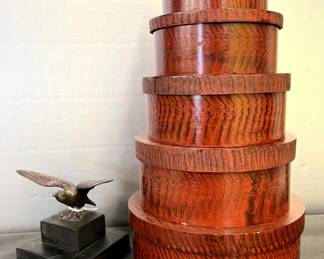 Shaker style boxes, eagle figure