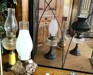 Vintage lamps, fire screen