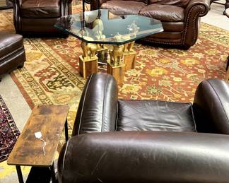 Leather chairs, loveseat, ottoman
