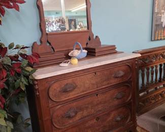 Victorian marble top dresser with mirror