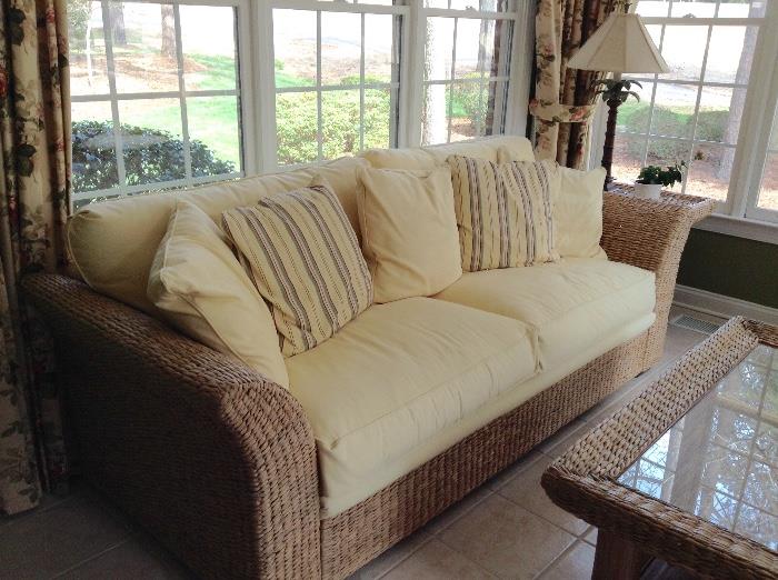 Sunroom furniture by Sofa Trend (coffee table, oversized chair, end table, sofa)