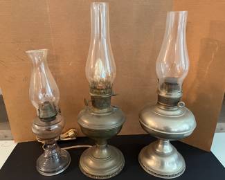 2 Oil Lamps 1 Turned Electric