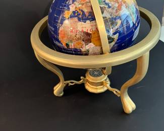 17" Tall Gemstone World Globe with Compass