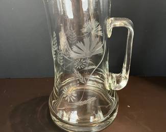 Vintage Leonard Silver Summerfield Glass Pitcher MCM