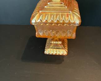 Vintage Jeanette Orange Carnival Glass Candy Dish