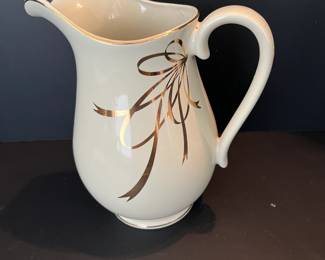 1970's Teleflora Ivory Pitcher with Gold Ribbon