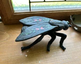Vintage Cast Iron Fly Match Safe