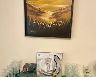 Wine Glass Sets, Pilsner Glasses, Scenic Artwork & Other Miscellaneous Items.
