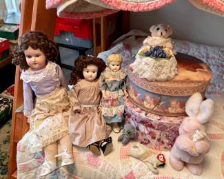 Porcelain Dolls, Hat Boxes etc.