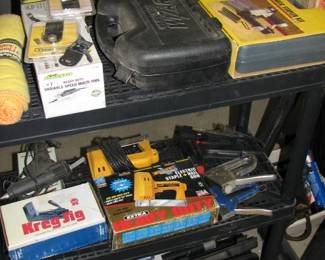 chain saw, kreg jig and more power tools