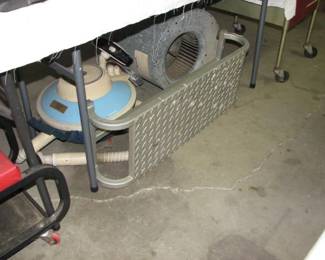 vintage vacuum, aluminum step, squirrel cage blower