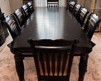Large dining table with 12 chairs