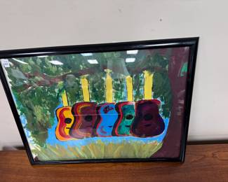 Original Guitars Painting -Signed on reverse