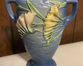 Roseville Freesia Vase ..chip in lip