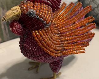 Handmade bead & wire rooster