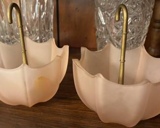 Veg Fenton pink candy dishes, umbrellas