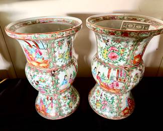 Antiique Chinese hand painted bases