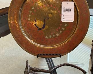 Enameled Brass Plate, Antique Betel/Areca Nutcracker