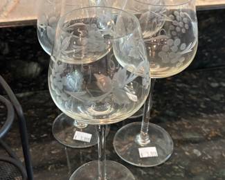 Etched Wine Glasses