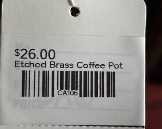 Etched Brass Coffee Pot