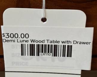 Demi Lune Wood Table with Drawer
