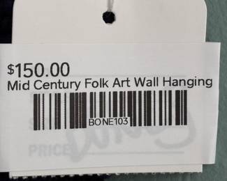 Mid Century Folk Art Wall Hanging