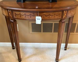 Demi Lune Wood Table with Drawer