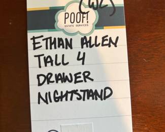 Ethan Allen Tall 4 Drawer Nightstand