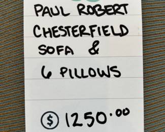 Paul Robert Chesterfield Sofa & 6 Pillows