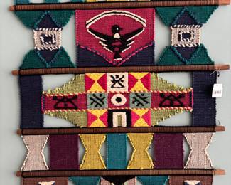 Mid Century Folk Art Wall Hanging
